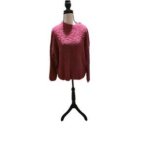 Zenana Chunky Knit Sweater – Soft Textured Pullover – Pink – S